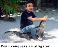 Sean Penn wrestles an alligator